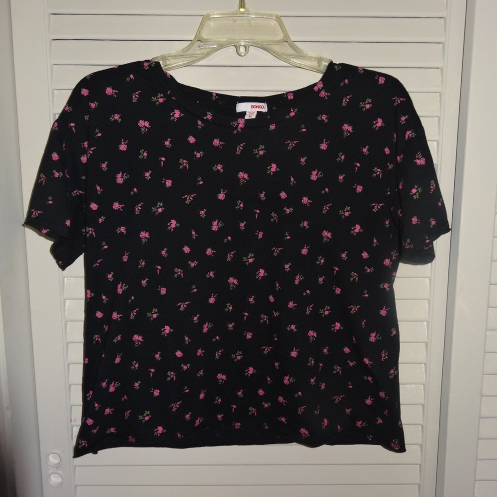 Floral black top Size M